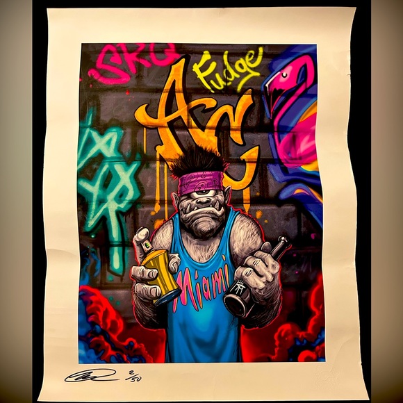 Vibrant Urban Art Print 2 Of 50 Signature of artist: